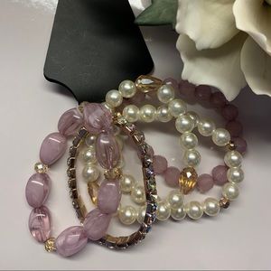 NWOT -  5-Piece Pink & Pearl Bracelet